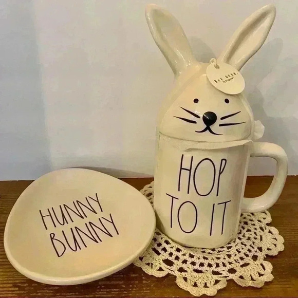 Rae Dunn Bunny Mug and Hunny Bunny Plate set - Picture 2 of 6